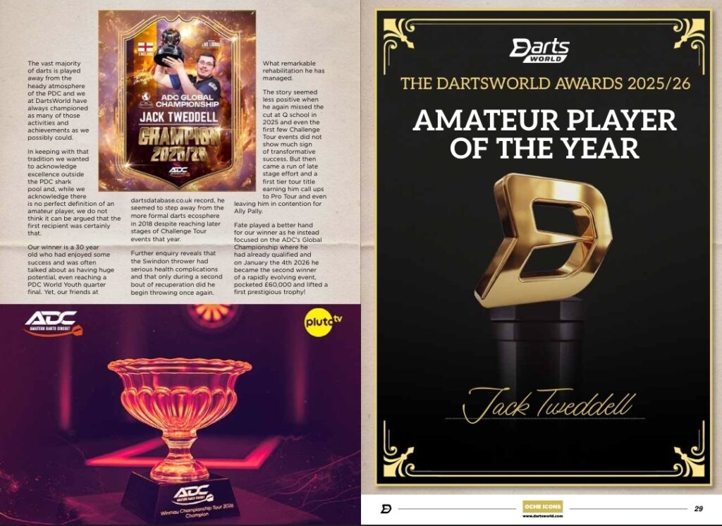 DartsWorld 593 Pages, DartsWorld Awards, Amateur Player of The Year Spread