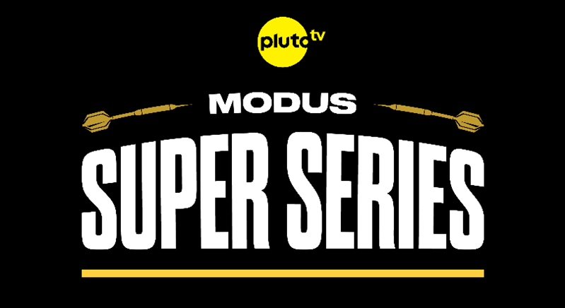 MODUS Super Series, Darts. logo. Graphic, Pluto TV