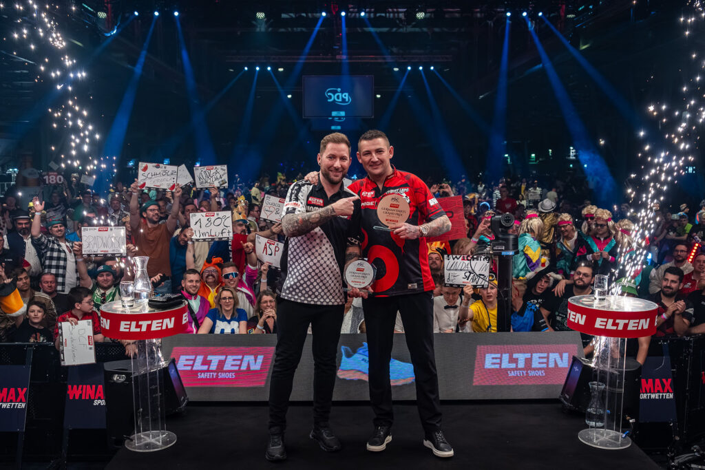 Danny Noppert (left) and Nathan Aspinall, Darts Player, PDC, European Tour, German Darts Grand Prix, 2026