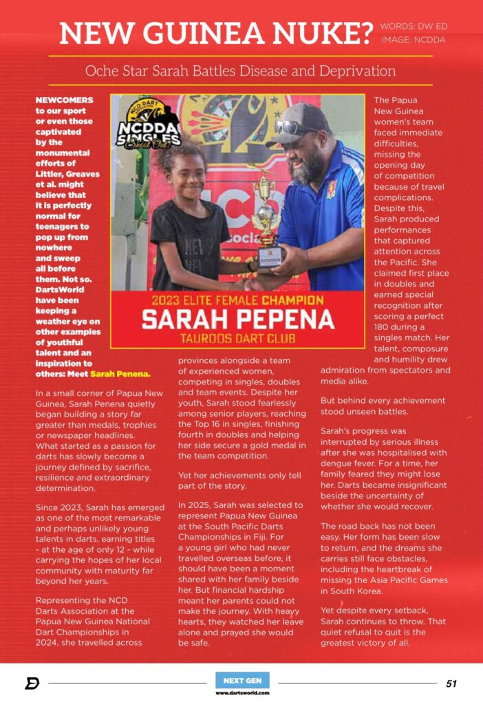 Sarah Penena, Darts Player, New Guinea, 2023