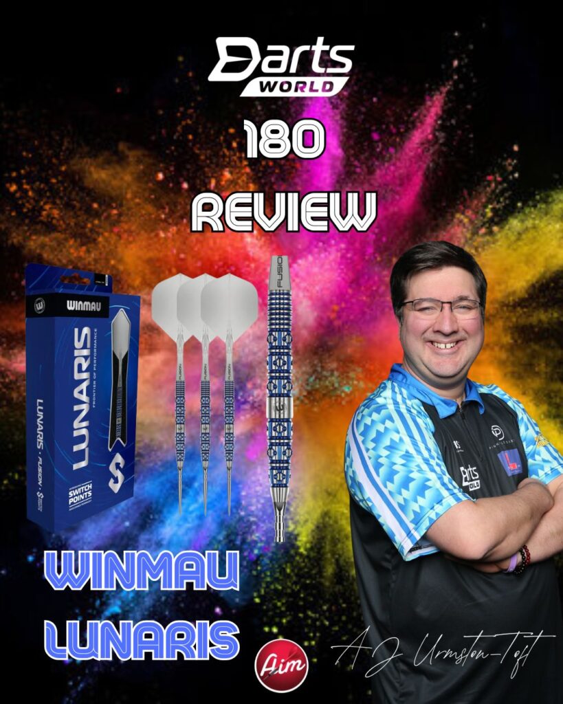 180 Darts Review Graphic, LUNARIS, Winmau, AJ Urmston Toft