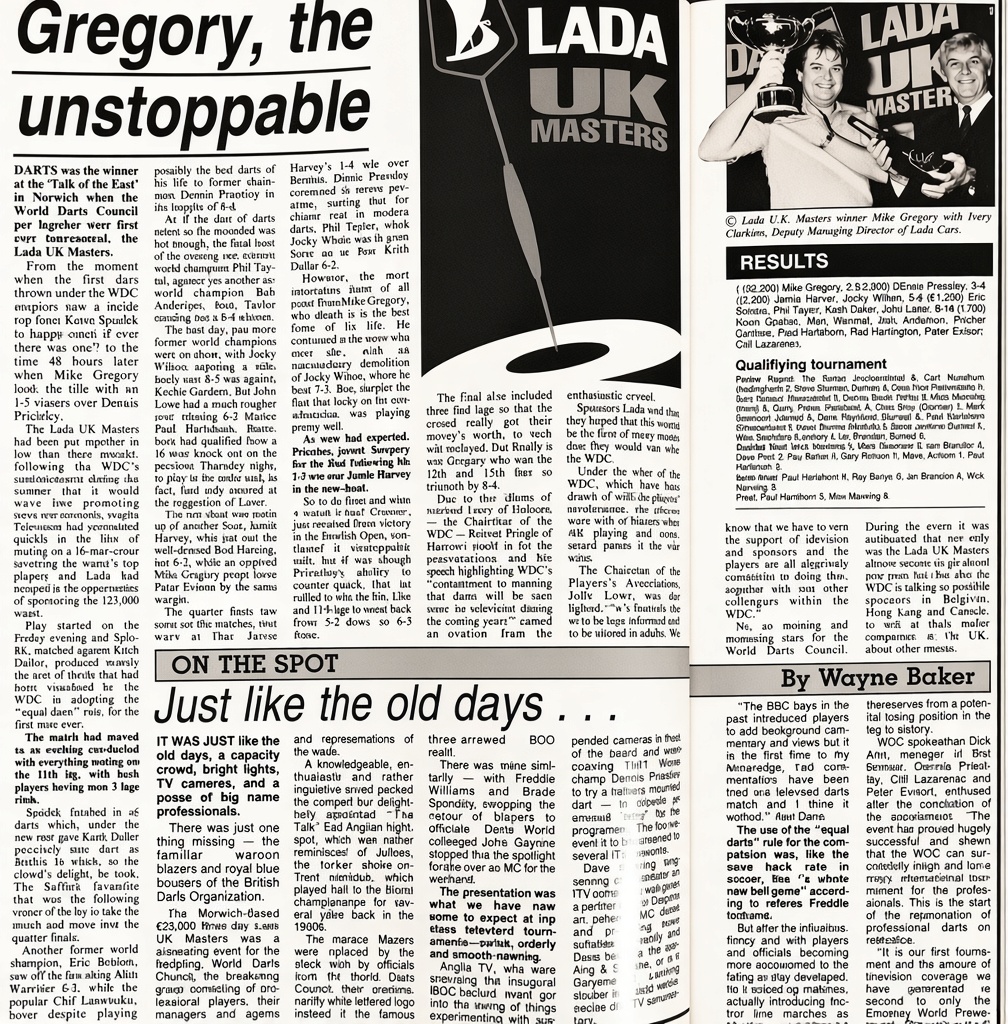 Darts World magazine article 1992 restored 2026